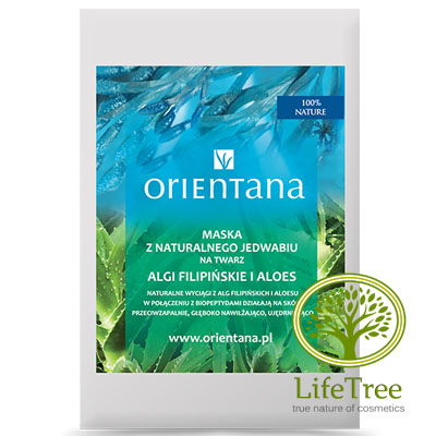 Maska z naturalnego jedwabiu na twarz Algi Filipińskie i Aloes Orientana maska z naturalnego jedwabiu na twarz Algi Filipińskie i Aloes